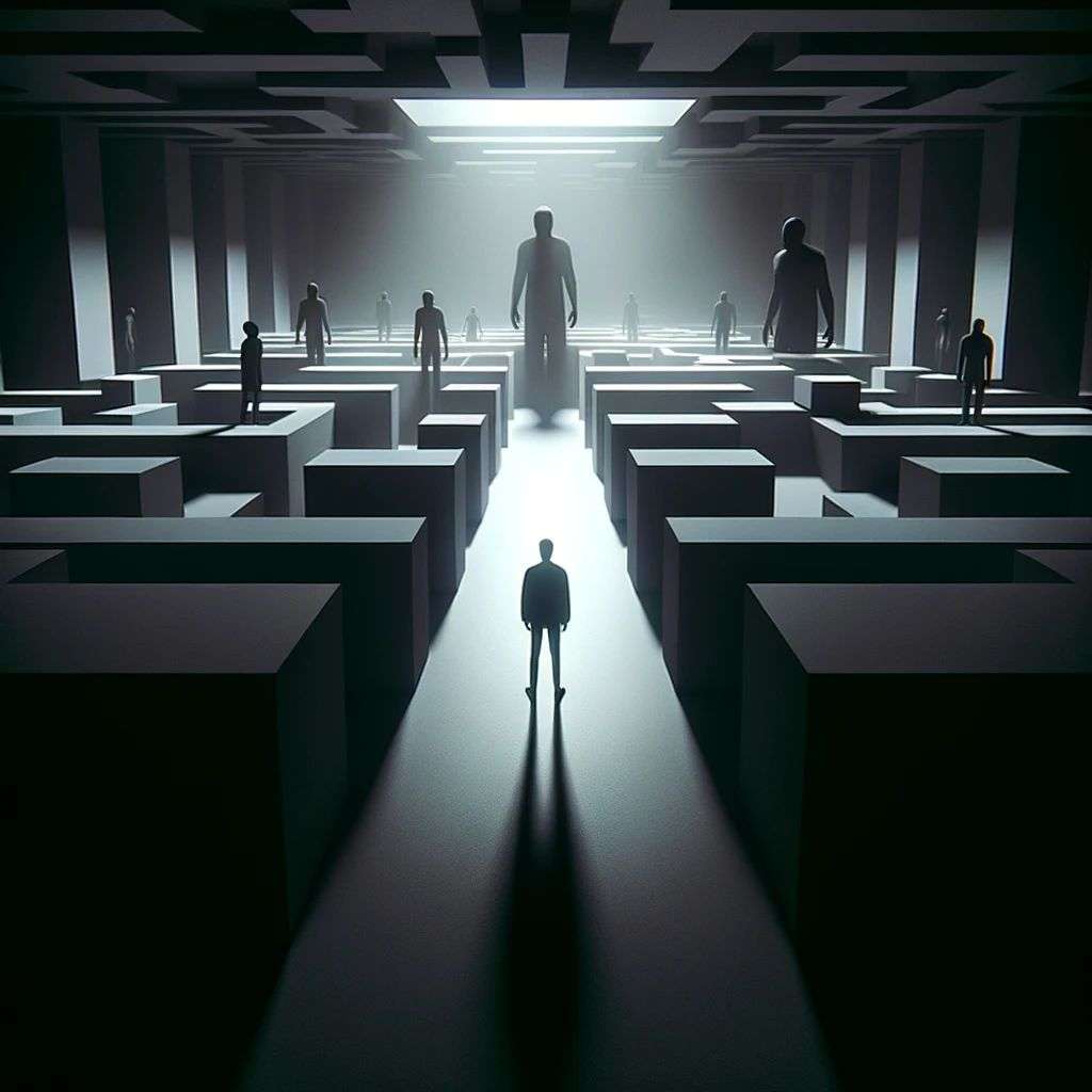 a representation of anxiety, digital art, 2.5D style